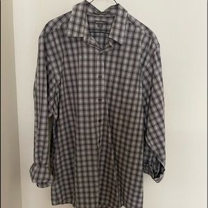Eddie Bauer Gray and White plaid dress shirt